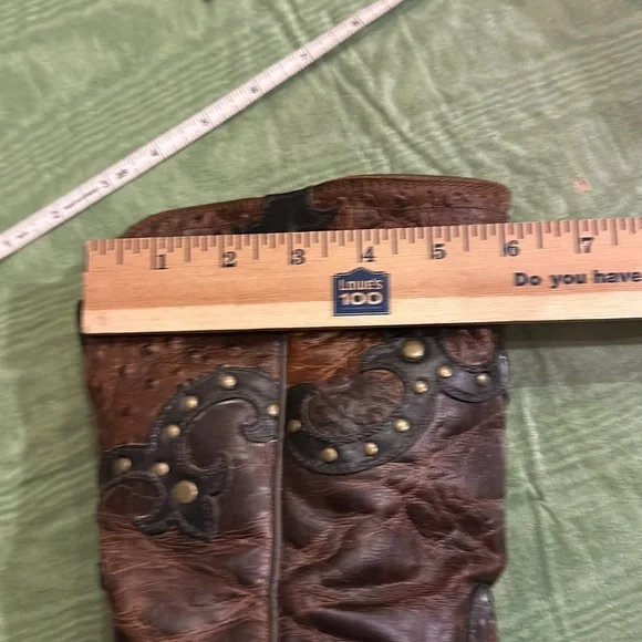 ARIAT ROGUE SKIPPY Brown Western Ostrich Cowboy Snip Toe Boot Size 9M Leather - Picture 8 of 15